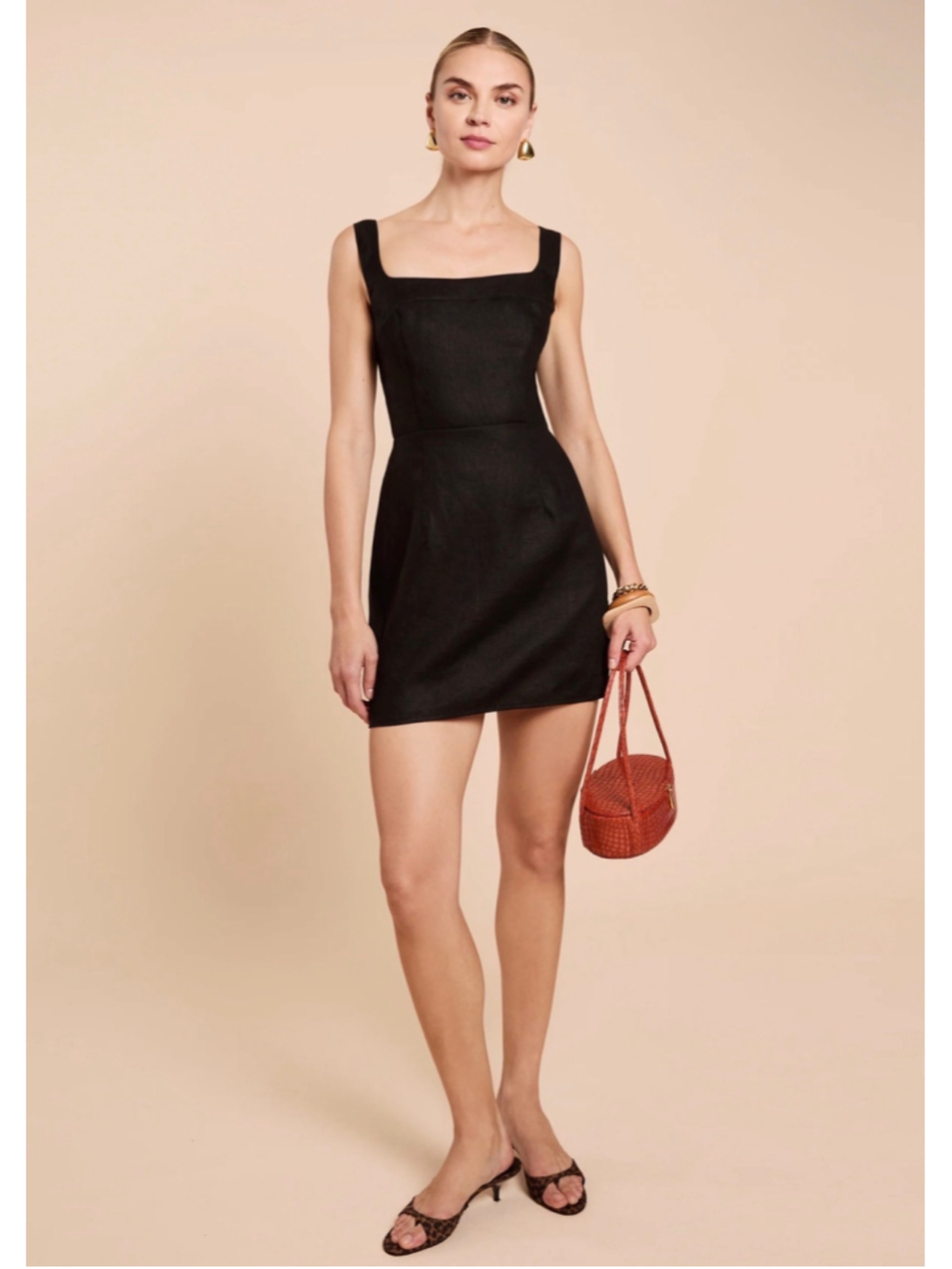 Women's Kourt Linen Black Mini Dress Size 10